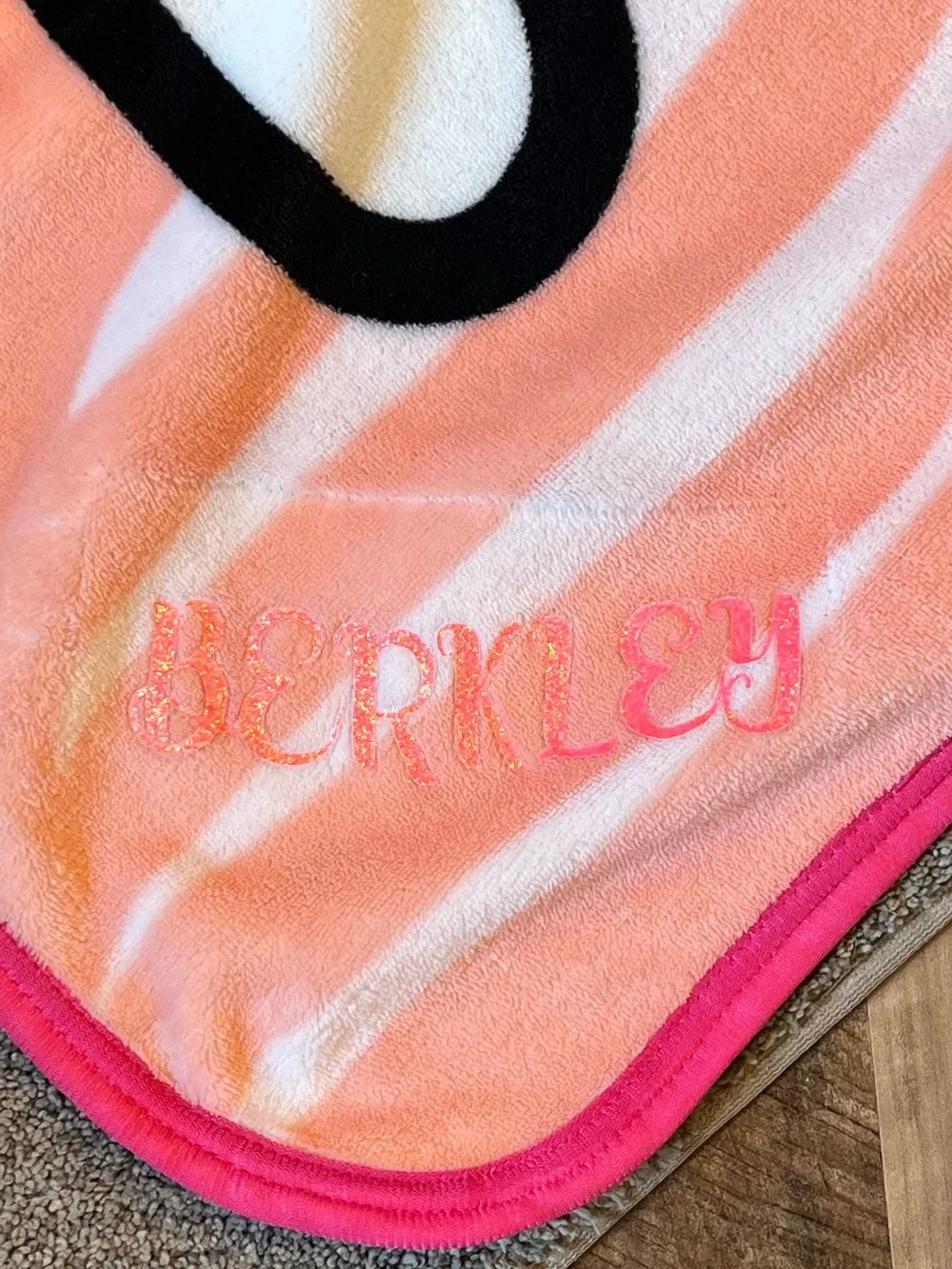 Hello Kitty Pink Peach Striped Plush Throw Personalized with Berkley